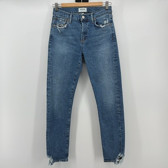 Agolde Toni Straight Ankle Jeans Organic Cotton Blend Distressed Size 26 - Picture 2 of 12